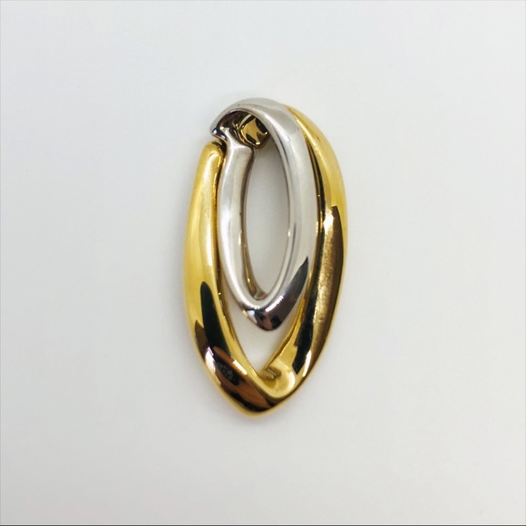14k yellow and white gold double oval pendant - Picture 2 of 5